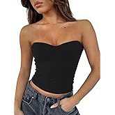 ForeFair Women's Sexy Strapless Tube Tops Backless Bandeau Sleeveless Basic Going Out Tops Summer Tank Top
