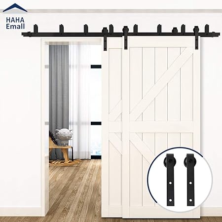 Hahaemall 5 18ft Bypass Barn Door Hardware Sliding Overlapping