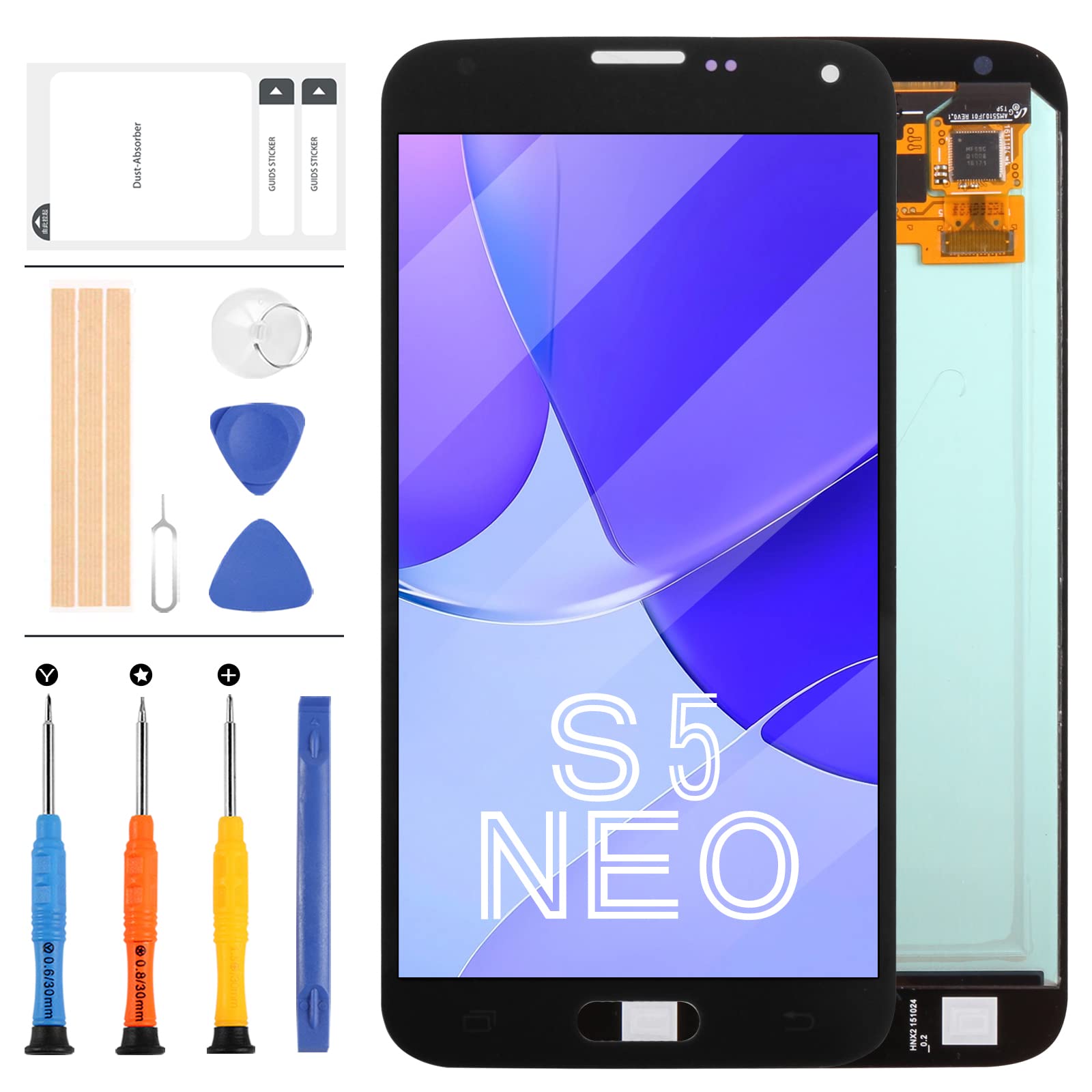 For Samaung G903F Screen Replacement 5.1" For Samsung Galaxy S5 Neo G903 G903F LCD Display Matrix Panel Parts Assembly Touch Sensor Digitizer Glass Lens Kits with Free Repair Tools Set (Black)