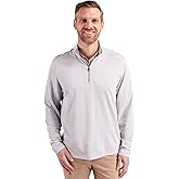 Cutter & Buck Mens Virtue Eco Pique Micro Stripe Recycled Mens Quarter Zip