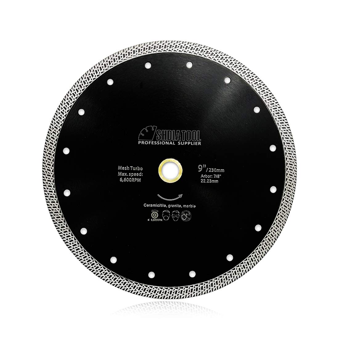 SHDIATOOL Diamond Cutting Disc 9 Inches / 230mm Saw Blade with Mesh Turbo for Porcelain Tile Ceramic Granite Marble