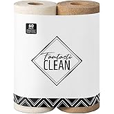 Fantasticlean Microfiber Cleaning Cloth Roll -60 Pack, Tear Away Microfiber Towels, 12" x 12", Reusable, Washable, Scratch Free, Ultra Absorbent Dishcloth for All-Around Cleaning (Beige & Tan)