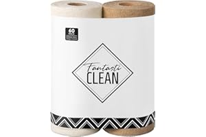 Fantasticlean Microfiber Cleaning Cloth Roll -60 Pack, Tear Away Microfiber Towels, 12" x 12", Reusable, Washable, Scratch Free, Ultra Absorbent Dishcloth for Car, Home Supplies (Beige & Tan)