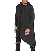 COOFANDY Men's Hooded Poncho Cape Cloak Casual Asymmetric Hem Hoodie Sweatshirts