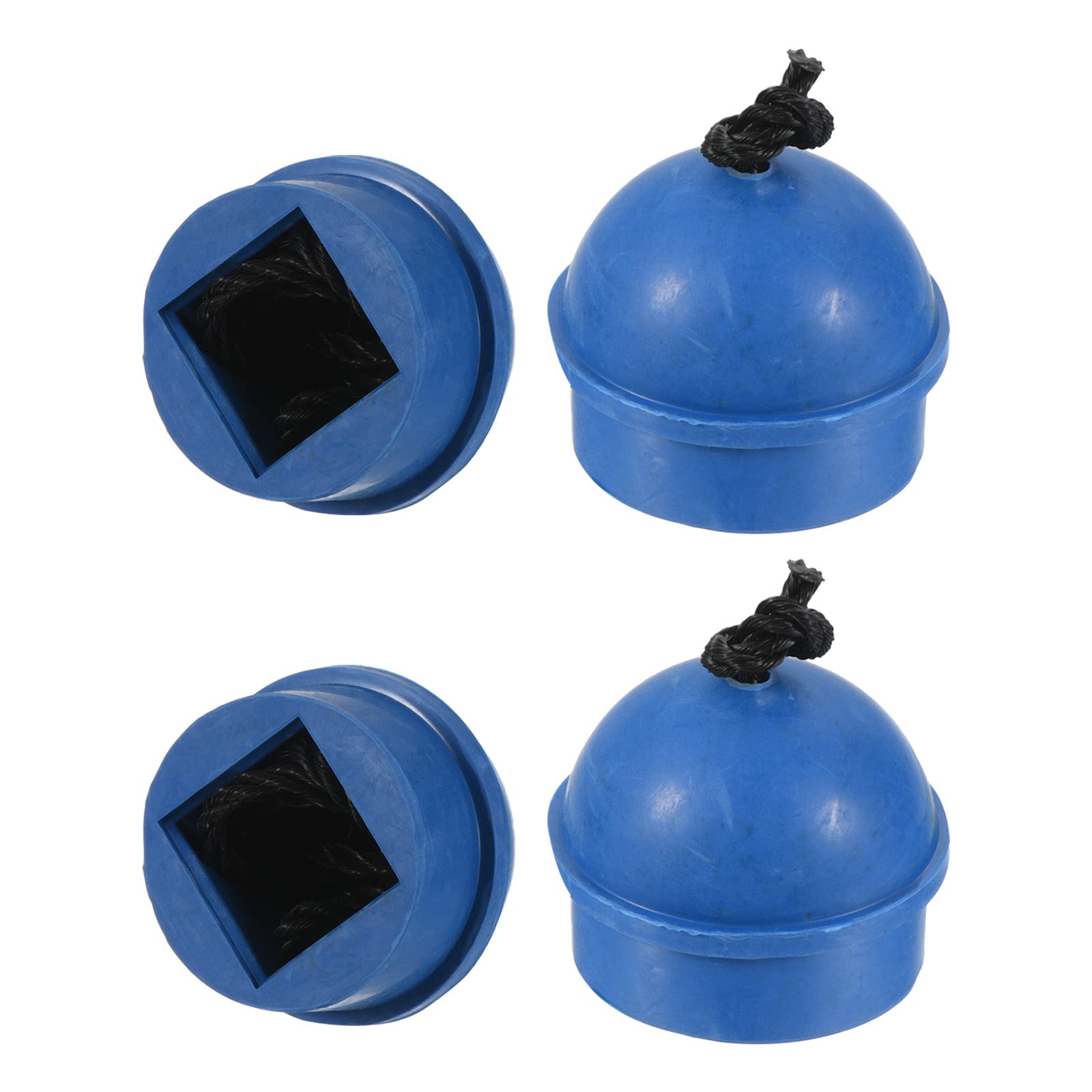 PATIKIL Cue Chalk Holder, 4 Pack Rubber Non Slip Pool Chalk Holders Billiard Cue Tips Chalks Case with Cord Snooker Pool Replacement, Blue