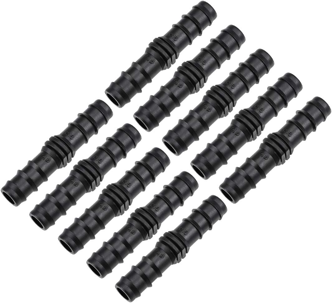 sourcing map Barb Drip Pipe Connector 16PE Hose Fitting Straight for Garden Agricultural Irrigation System Plastic 10pcs