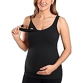 MOMANDA Maternity Nursing Tank Tops with Built in Bra Sleeveless Casual Pregnancy Tee V Neck Workout Shirt