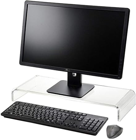 Amazon クーアイ Kuai アクリル 透明 モニター台 パソコン台 卓上台 キーボード収納 モニターデスク台 モニターデスク 高さ7cm クリア キーボードトレイ 文房具 オフィス用品