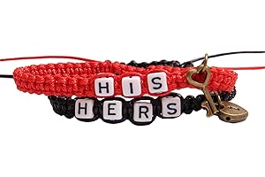 ink2055 2Pcs/Set HIS HERS Letter Lock Key Charm Handmade Woven Couple Bracelet Bangle,Bracelets for Women Teen Girls Gift