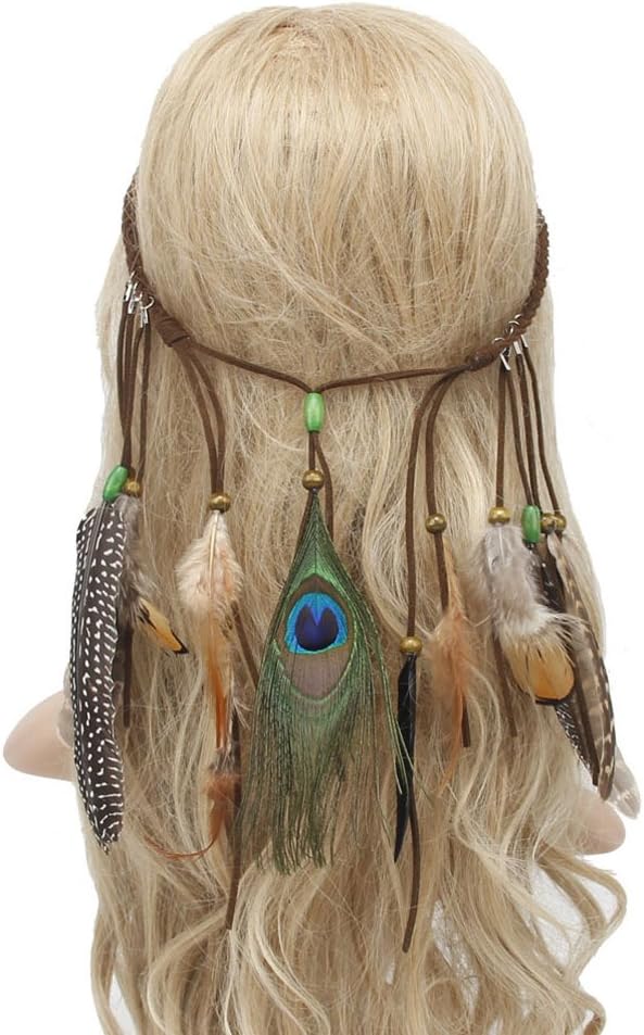 Gerilea Women Bohemia Peacock Feather Tassel Headbands Headwear Hair Accessories