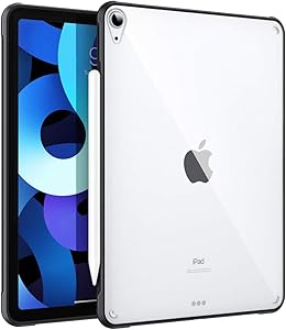 MoKo Case Fit iPad Air 4 - New iPad Air 4th Generation Case 2020 [Support Touch ID and Apple Pencil 2 Charging], Hard PC Clear Back Cover with TPU Air-Pillow Edge Bumper for iPad 10.9