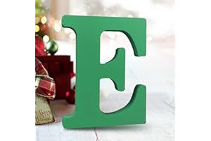 AOCEAN 6 Inch Green Wood Letters Unfinished Wood Letters for Wall Decor Decorative Standing Letters Slices Sign Board Decoration for Craft Home Party Projects (E)