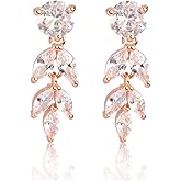Cubic Zirconia Cluster Wedding Earrings for Brides Bridesmaids Elegant Round Marquise CZ Bridal Jewelry Crystal Dangling Drop Earrings for Women Girls Costume Jewelry Gift