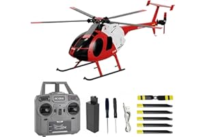 Hylukon C189 Remote Control Helicopter, 2.4G 6CH UAV 1:28 Brushless Motor RC Helicopter Single Blade Flybarless Remote Helicopter RTF with Optical Flow Localization 1 Battery - Red