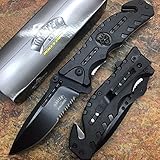 MASTER USA Black Ballistic Skull Medallion Hunting Tactical Rescue Pocket Knife