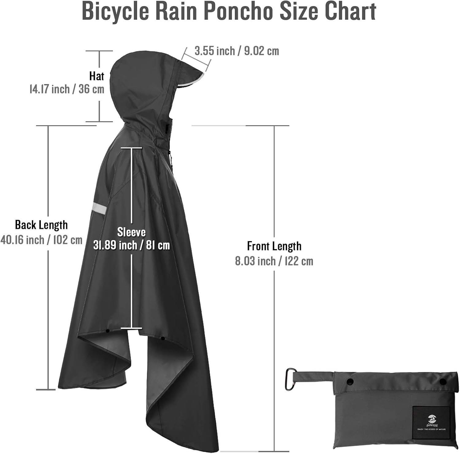 Muti-Use Resuable Rain Poncho for Cycling Hiking Camping(Black): Clothing
