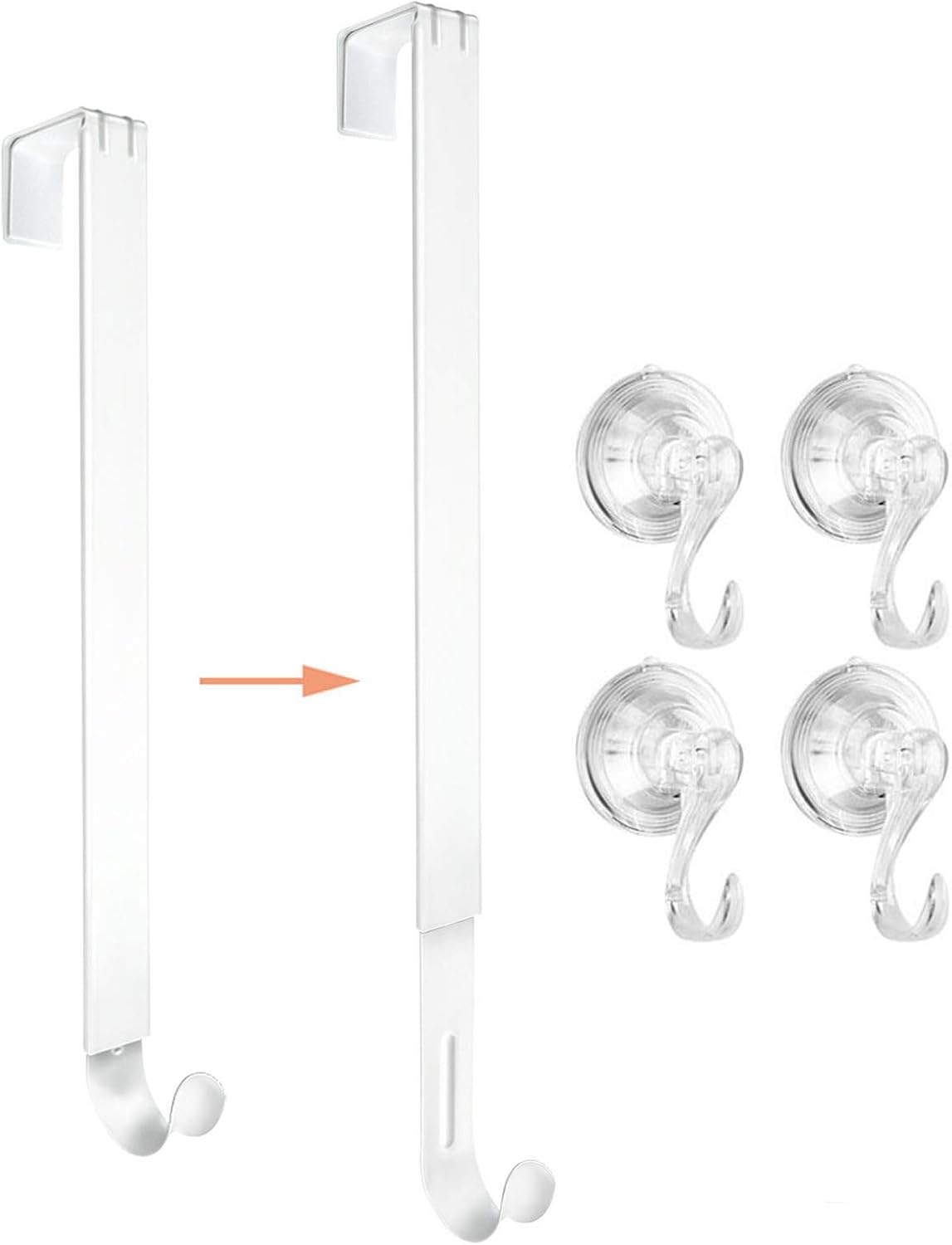 Wreath Hanger, VIS'V 15-24 Inch Adjustable Metal Wreath Hanger for Front Door 20 LB Heavy Duty Wreath Holder with 4 Suction Cup Hooks for Wreath Christmas Decorations - White: Home & Kitchen
