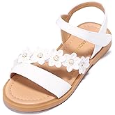 PANDANINJIA Gina Girls Sandals Open Toe Summer Flats Dress Sandals Shoes Toddler/Little Kid/Big Kid