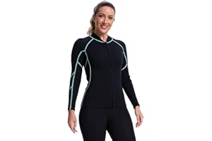 Lemorecn Women's Wetsuit Top,2mm Long Sleeve Super-Stretch Neoprene Jacket for Diving, Surfing, Snorkeling & Water Sports