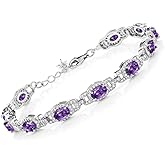 Gem Stone King 7-14 Cttw Oval Gemstone Birthstone Tennis Bracelet For Women | 925 Sterling Silver | Oval 6X4MM | 7 Inch With 1 Inch Extender | Fine Jewelry Gifts for Her Mom Women Wife
