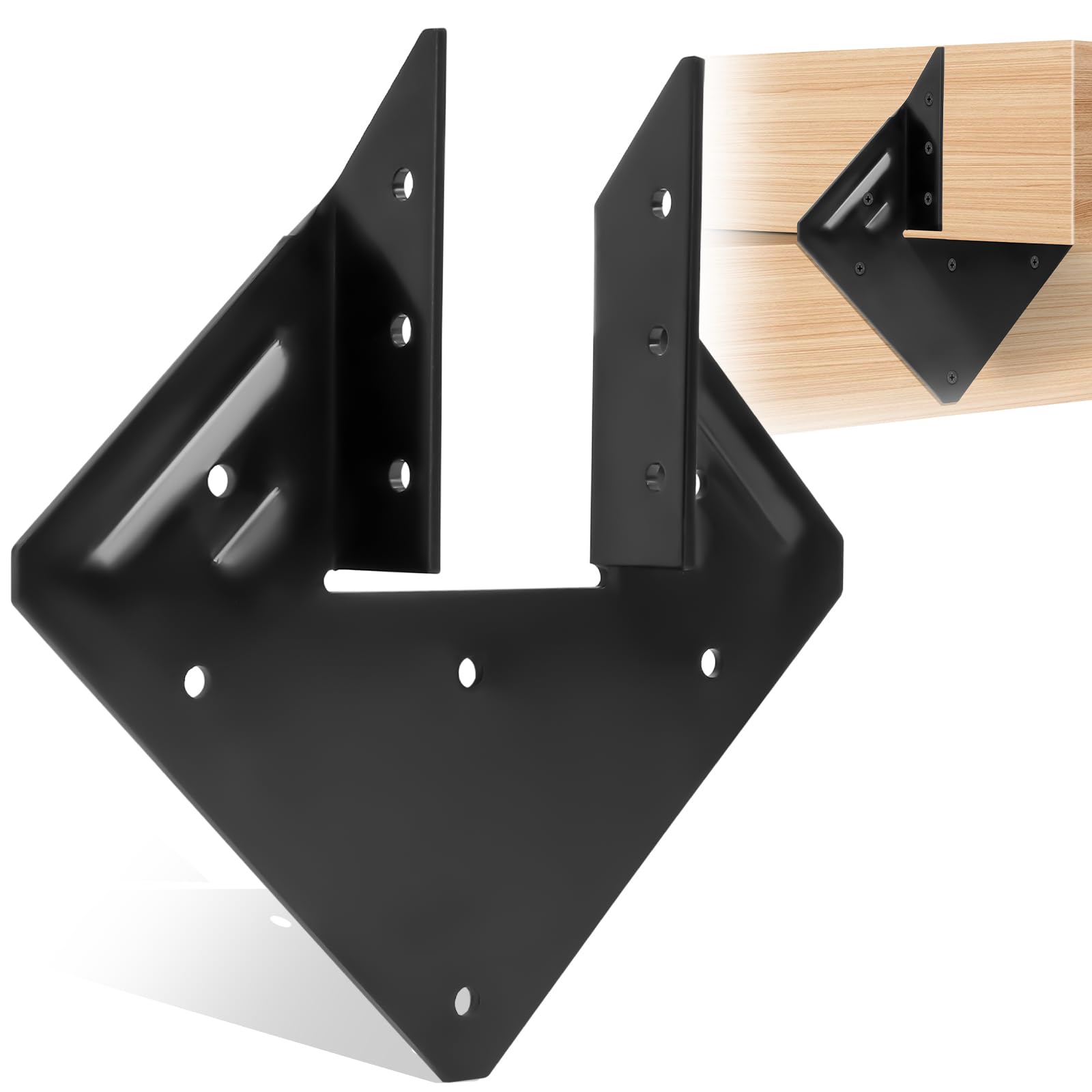 Photo 1 of 20 Pcs Hurricane Tie for Rafters, 13 Gauge (Thick 2.2mm) Hurricane Straps, Rafter Tie Brackets Fit 2x4, 2x6 Truss to Rafter Connector, Heavy Duty Hurricane Clips for Roofing Trusses, Black