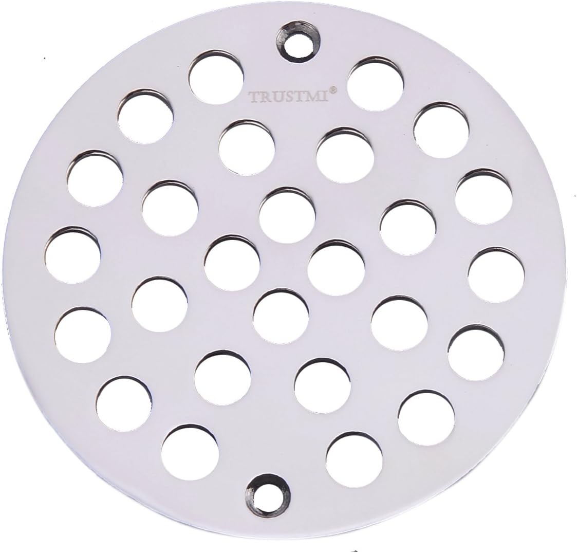 TRUSTMI 4 Inch Screw-in Shower Drain Cover Replacement Floor Strainer,Polished Chrome
