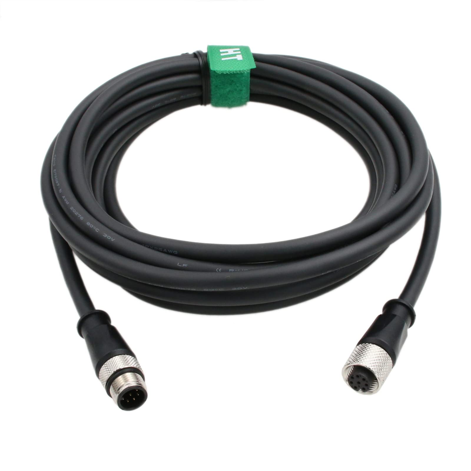 HangTon M12 A-Coded 8 pin Female to 8 pin Male Cable for Cognex in-Sight Remote Head Camera 3M