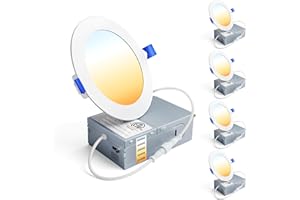 Ensenior 4 Pack 4 Inch LED Recessed Light, Dimmable, 2700K-5000K 5CCT, 750LM High Brightness, 9W 120V, Damp Rated, Ultra-Thin Canless Wafer Ceiling Light - ETL & FCC & IC