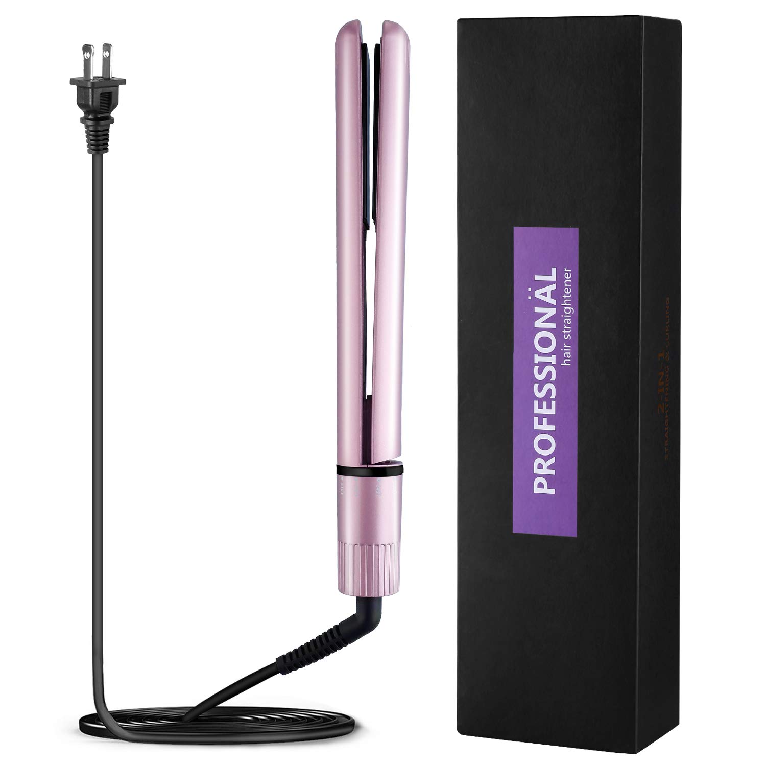 Professional Hair Straightener 2 In 1 Flat Iron And Curling Iron For All Hair Types With Adjustable Temperature