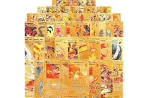 GENERIC Qxotvzy 55 Gold Cards Packs for Vmax V EX GX Rare Golden Cards TCG Deck Box Gold Foil Compatible with Fans Collectors Gifts No Duplicate DVSD