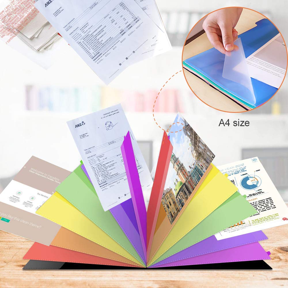 Expanding File Organizer 12 Pockets, Accordion File folders A4 Letter Size Hold 120 Sheets, Rainbow Expanding Project Sorter with Elastic Cord Closure Label Paper for Office School Home