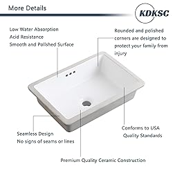 KDKSC 20 Inch Undermount Bathroom Sink Rectangular