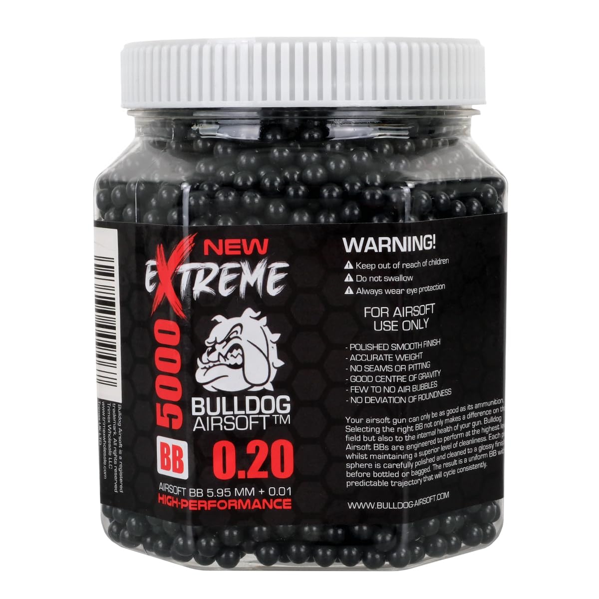 Bulldog Airsoft Extreme 6mm 0.20g 5000 Jar Airsoft BB pellets (Black)