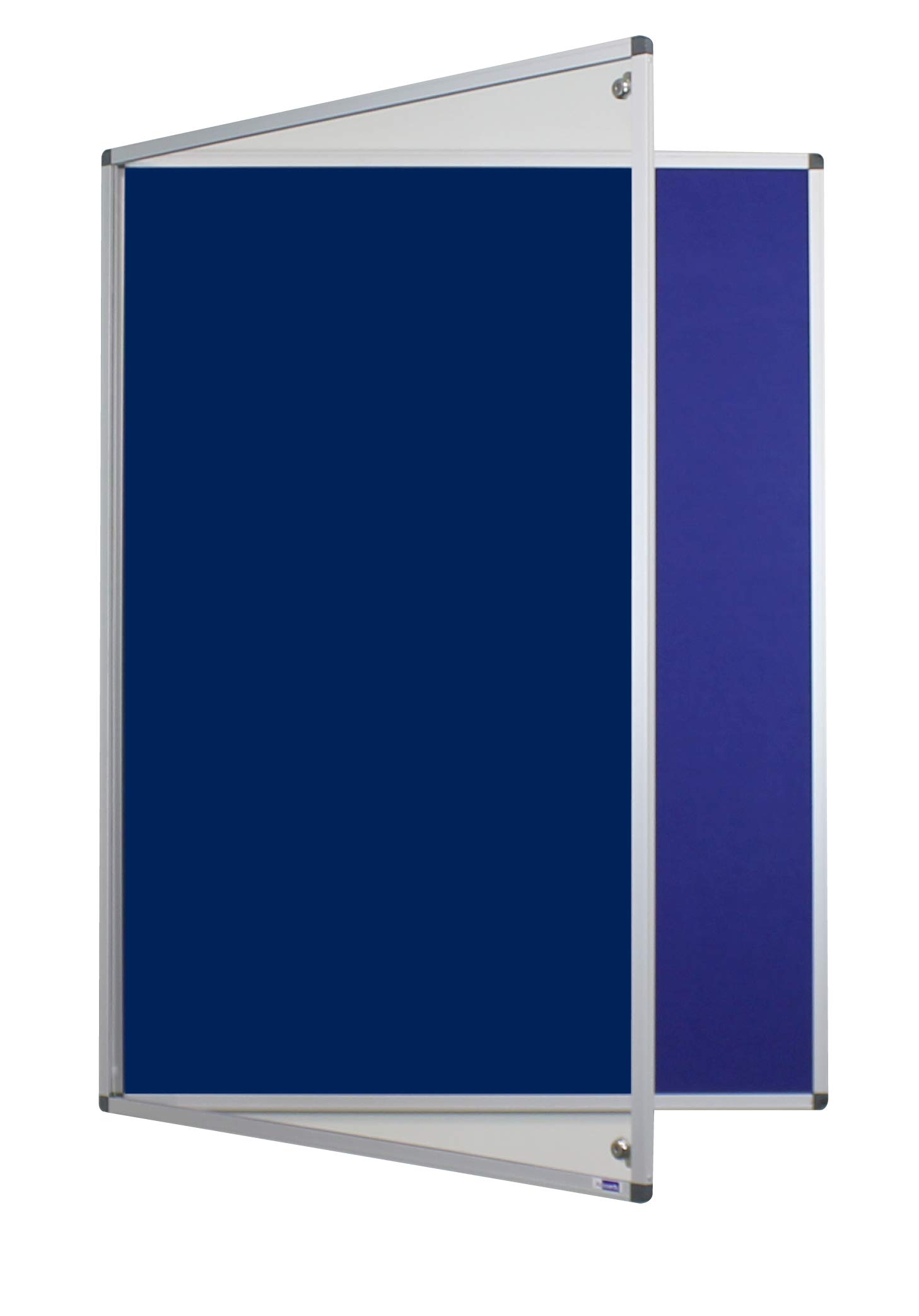 Adboards Classic Lockable Noticeboard Blue Felt 1200mm x 900mm Aluminium Frame
