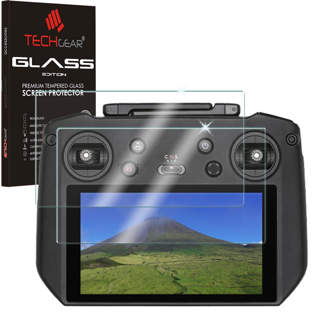 TECHGEAR [2 Pack GLASS Protector Compatible with DJI RC Pro Controller, Full Screen Tempered Glass Screen Protector for DJI RC Pro display of DJI Mavic 3, DJI Air 2S [9H Hardness] [HD] [No-Bubble]
