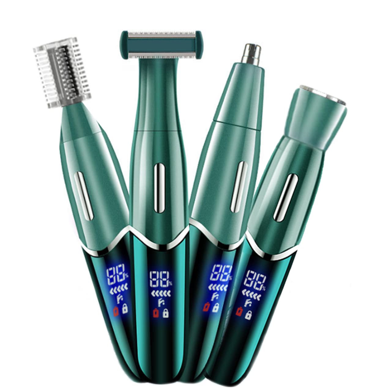 Electric Shaver for Women & Men, 4 in 1 Lady Shaver Bikini Trimmer Rechargeable Electric Razor Wet and Dry Body Hair Trimmer for Face Eyebrow Nose Arms Legs Underarms (Green)