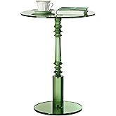 Modern Acrylic Side Table, Round Clear End Table for Living Room,Bedroom Lobby and Office Easy Assembly (Green, Large)