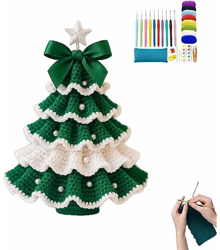 Kit Crochet Ange De Noël à Faire Soi-même - Inclus Fil, Crochet, Perles Et Instructions - Pour Débutants, Décoration Sapin (environ 15 Cm)