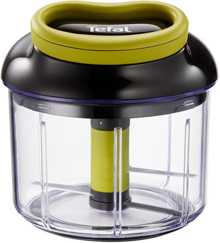 Tefal ingenio manual k13204 - picador manual sem fio com capacidade de 900 ml + 1 cabeça, picador manual de alimentos, sem eletricidade, base antiderrapante, lâminas em aço inoxidável
