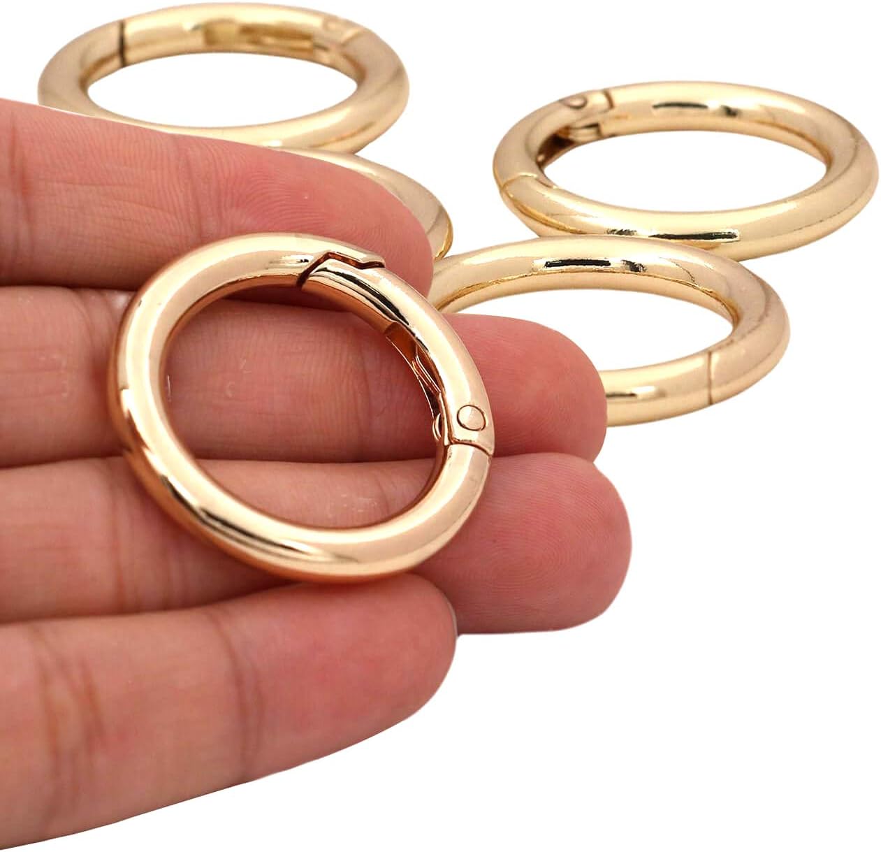 BIKICOCO 1'' Round Spring Gate O-Ring Clasp Push Snap Hook Belt Hardware Loop, for Handbags Keys, Light Gold - 20 Pcs - Image 5