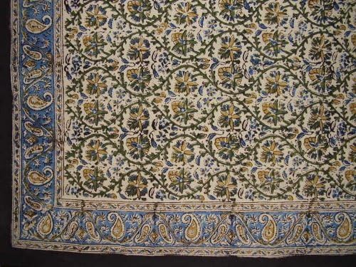 Kalamkari Block Print Cotton Tablecltoh 90" x 60" Multi Color