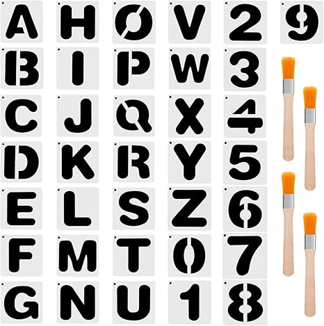 Amazon Biubee アルファベット 描画テンプレート A Z 0 9 ペイントブラシ 絵描き道具 絵図 Diy 筆 ブラシ 通販