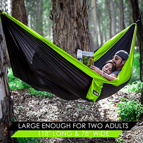 Lightweight Double Camping Hammock Adjustable Tree Straps