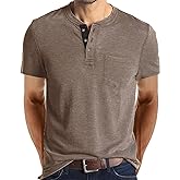 FANARCHER Men’s Henley Short Sleeve T-Shirts Casual Tee Shirts Cotton Summer Tops