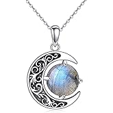 URONE Moon Necklace for Women 925 Sterling Silver Filigree Moon Pendant Necklaces Jewelry Gifts