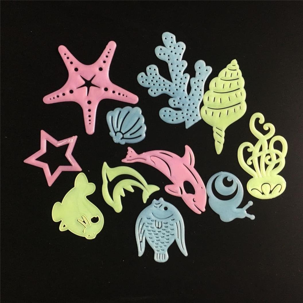 QISC Creative Stars Animals Night Glow Sticker Night Luminous Glow in the Dark Kids Room Wall Decal Stickers (Multicolor E)
