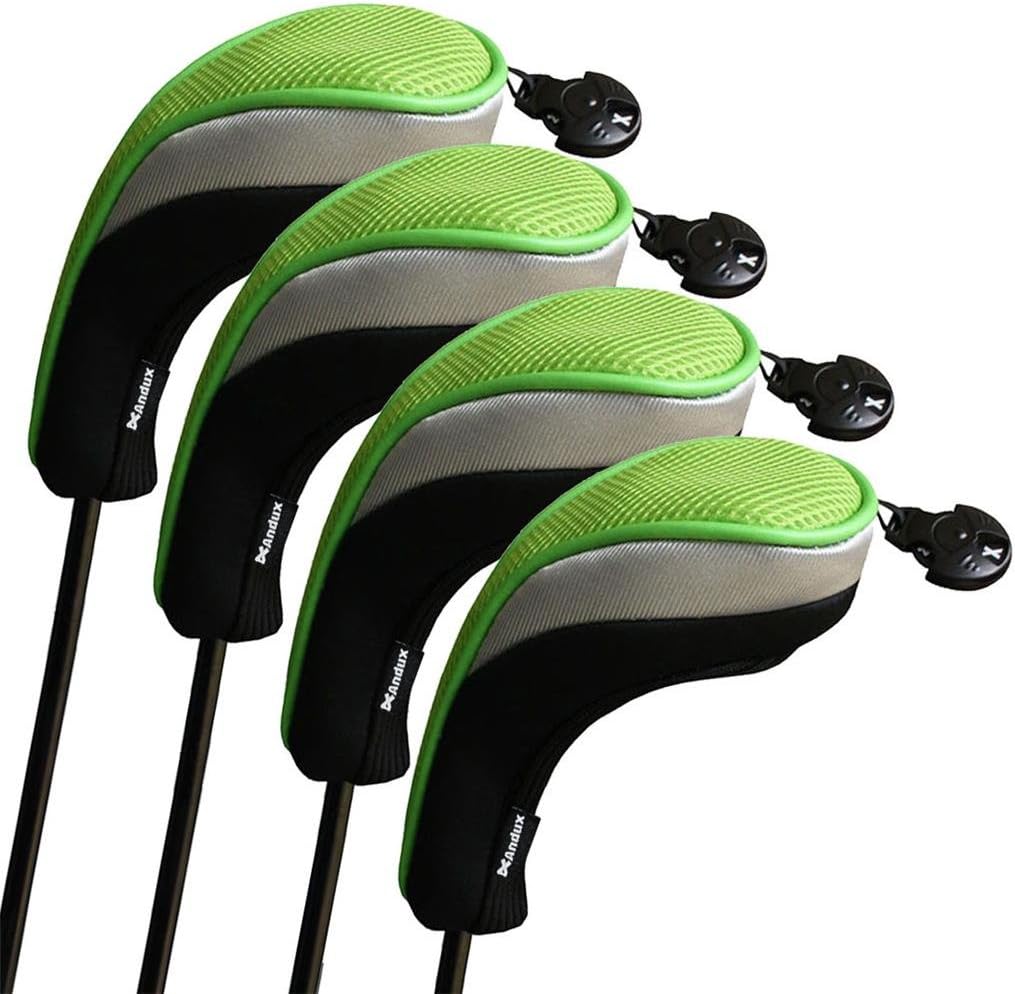 Andux Golf Hybrid Club Head Covers Set of 4 Interchangeable No. Tag Mt/hy05 Black/Green, Irons
