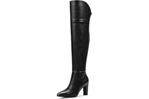 Pasuot Thigh High Boots for Women - Black Over the Knee Boots with Pointed Toe, Above the Knee Long Boots with Sexy Chunky Heel Side Zipper, Date Daily Party Concert Festival for Ladies Fall Winter