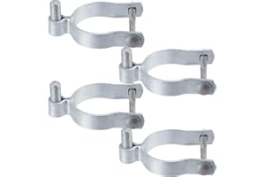Hicarer 4 Pcs Chain Link Post Gate Hinge 3"[2 7/8" OD] x 5/8" Galvanized Steel Chain Link Fence Gate Post Hinge with Bolt and Nuts Parts Heavy Duty Fence Hardware for Outside