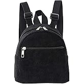 Corduroy Small Backpack for Womens and Girls, Mini Backpack Casual Backpacks Fashion Cute Backpacks Purse (Style 1, Black)
